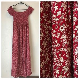 Cute off the shoulder floral print maxi dress