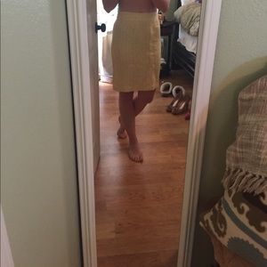 Yellow linen pencil skirt
