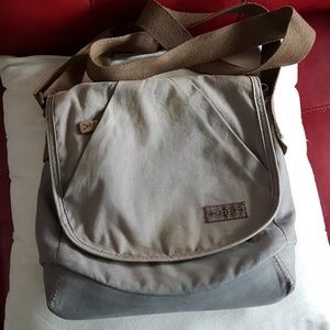 Keen, grey fabric crossbody purse