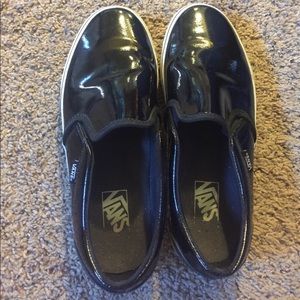 Black patent leather Slip on Vans- 10