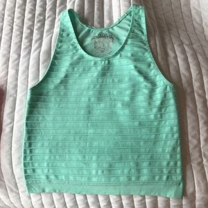 Aqua sugar lips crop top with racer back
