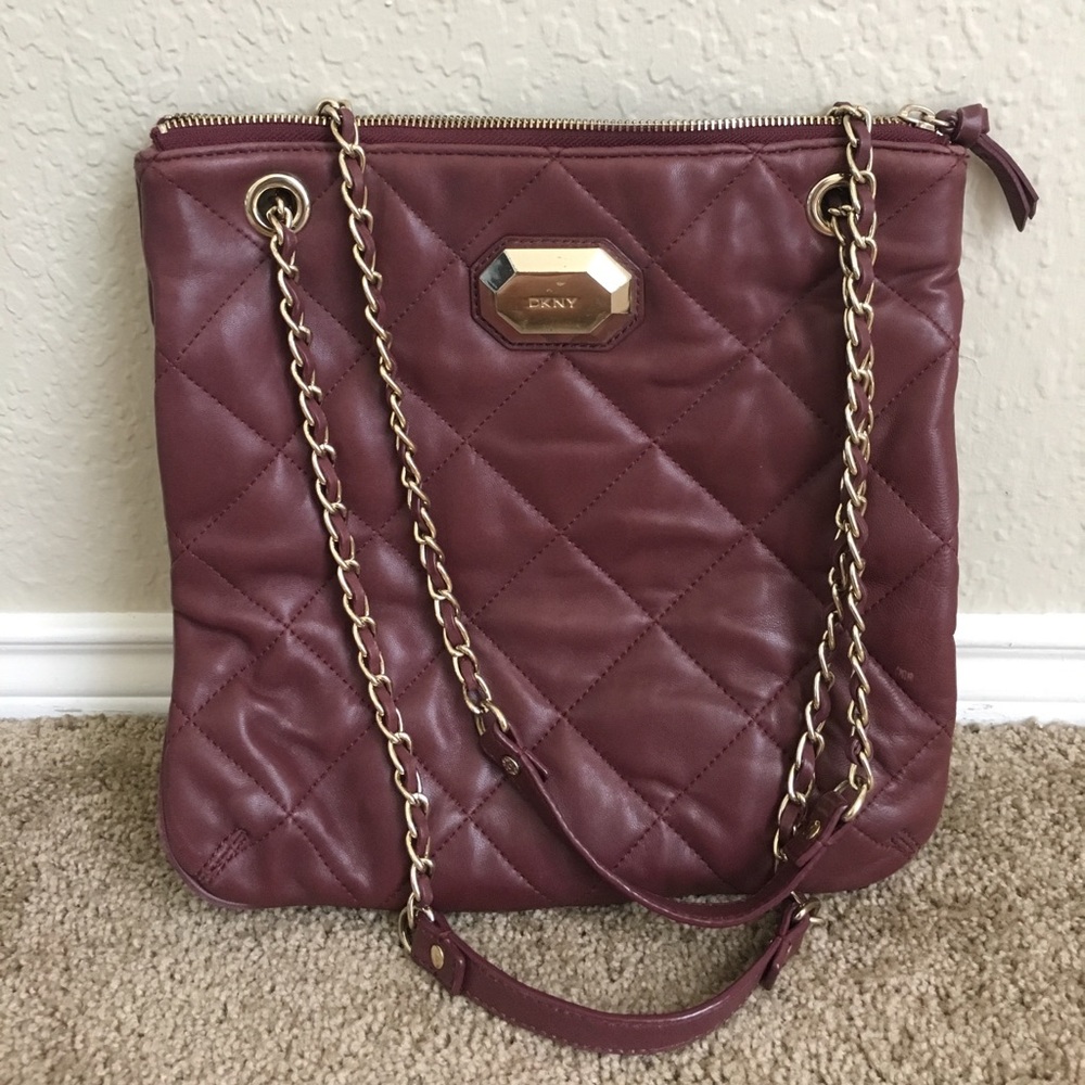 DKNY eggplant leather purse
