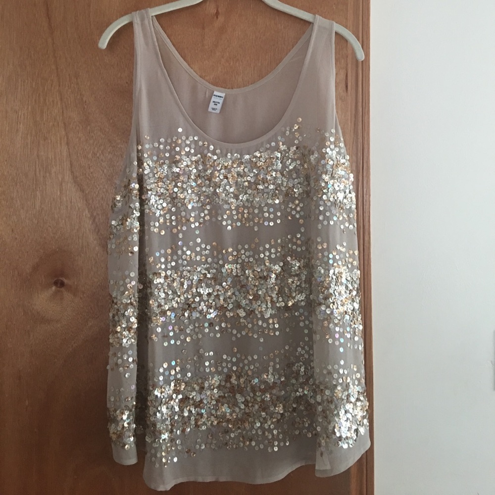 Sequined, Sheer tank