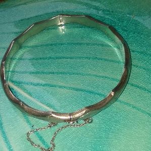 Sterling silver bamboo style bangle