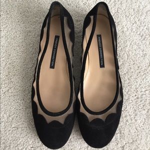 French Connection Scalloped Black Flats. Size 38