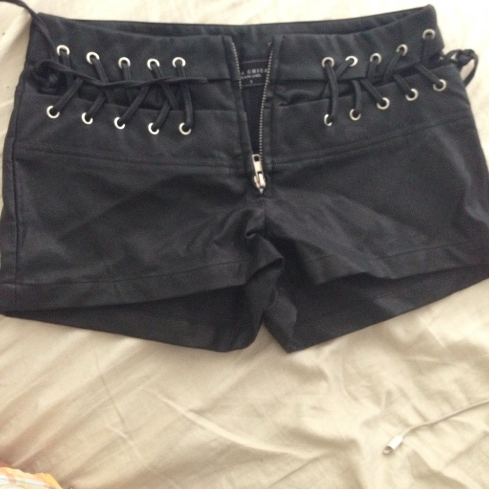 Brand new Akira black label leather black shorts