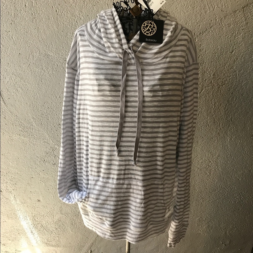 NWT Bobeau Hooded Stripped Light Pullover