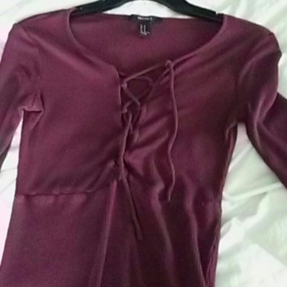 Long sleeve burgundy dress