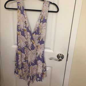 LuLu's purple and white floral romper