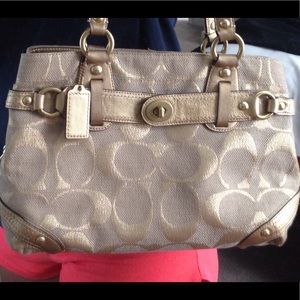 Coach Madison Op Art Gold Sabrina Satchel Bag