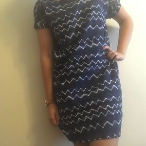 Old Navy Blue & White Zig Zag Dress