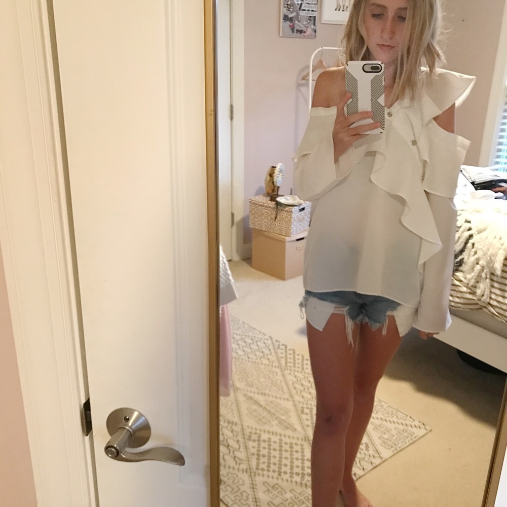 Cold shoulder ruffle long sleeve