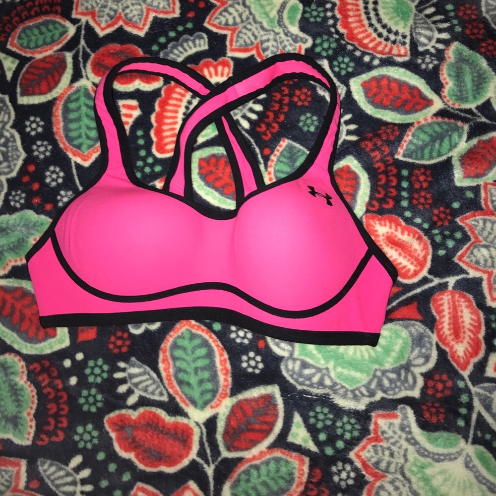 Pink sports bra from under armor