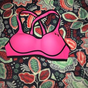 Pink sports bra from under armor
