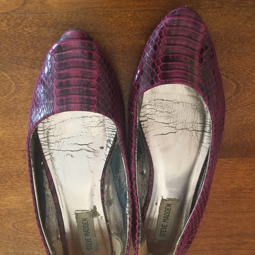Purple Faux Snakeskin Ballet Flats