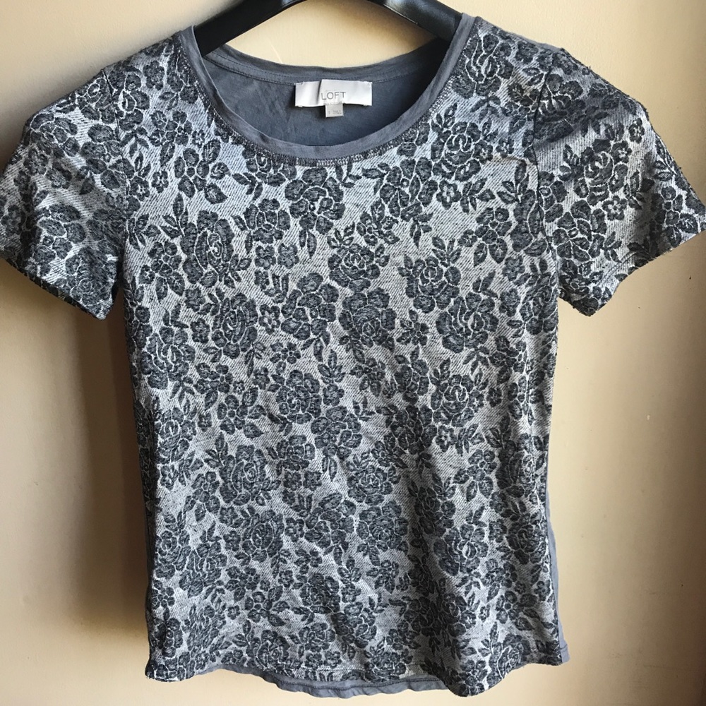 LOFT SILVER FLORAL TEE P132