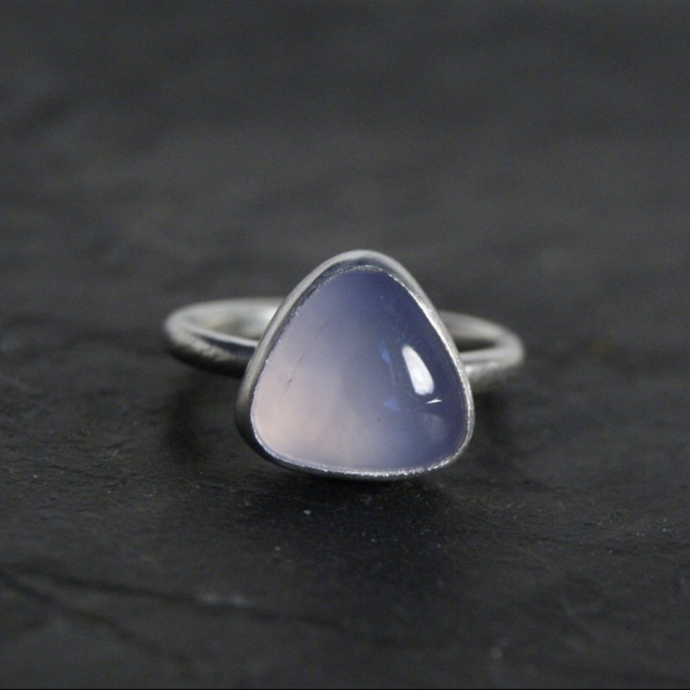 Trillion Lavender Chalcedony Sterling Silver Ring