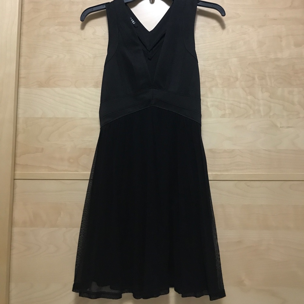 Black V-neck chiffon dress
