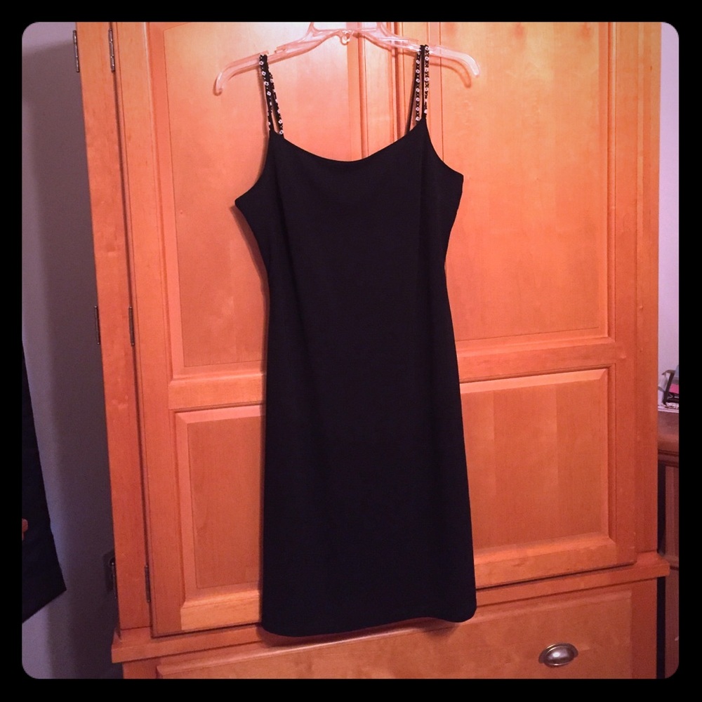 Unique spaghetti strapped black dress