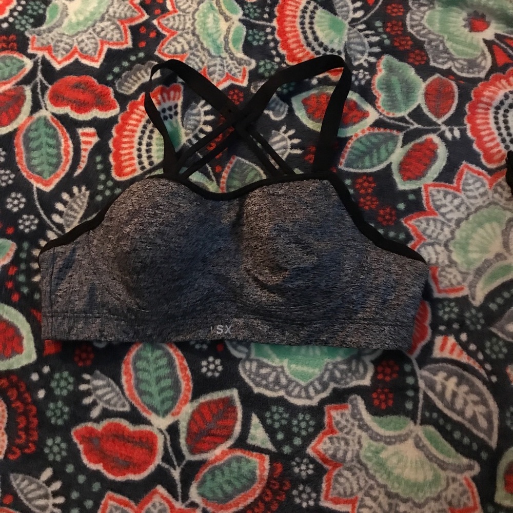 A grey sports bra from Victoria secret