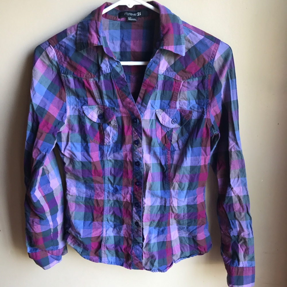 1/2 OFF🦋 FOREVER21 PLAID BUTTONUP Y67