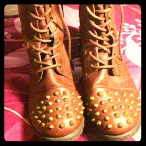 Rhinestone combat boots