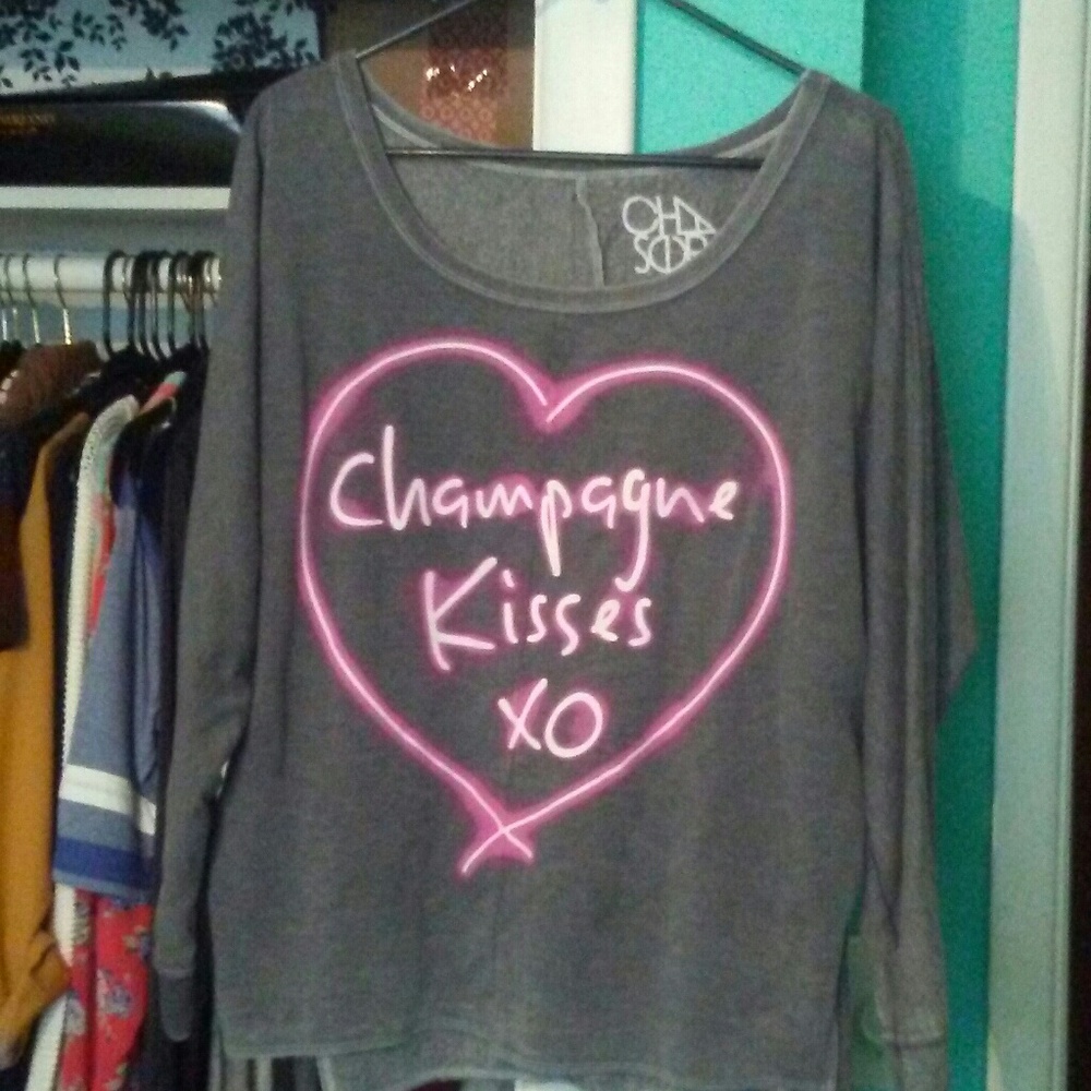 Grey and pink graphic sweatshirt