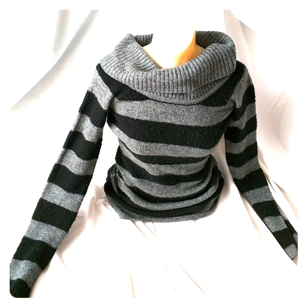 Black and gray striped sweater