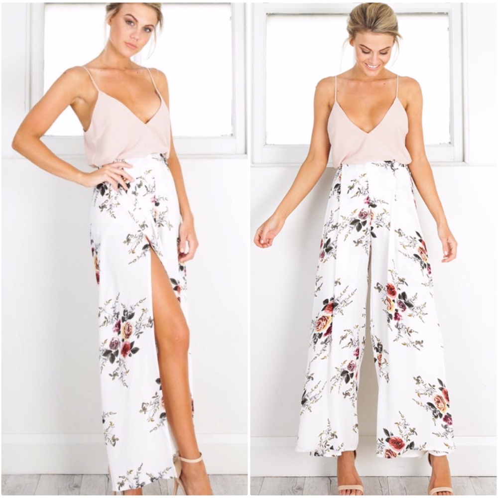 Floral wide leg pants 