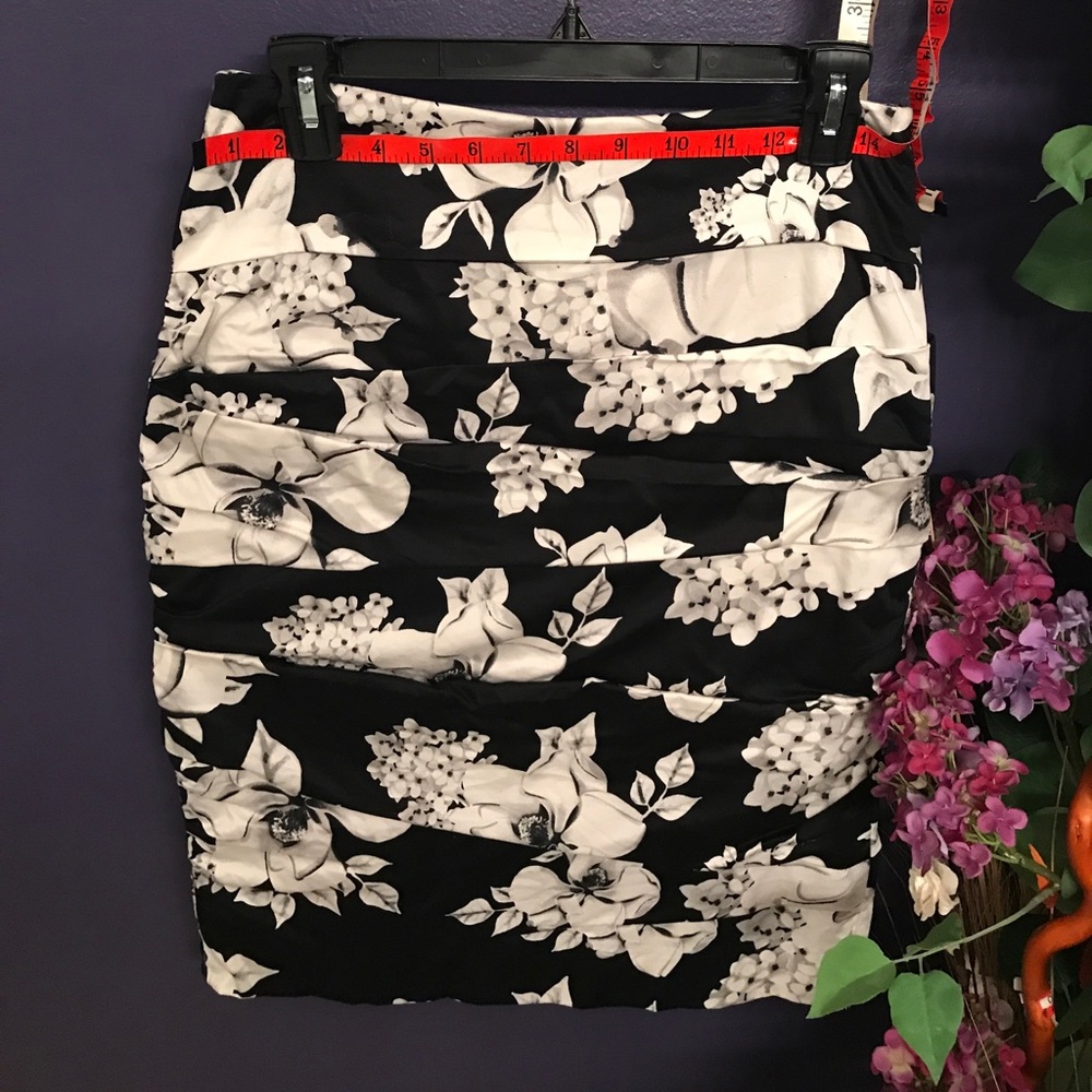 Black and White Floral Skirt