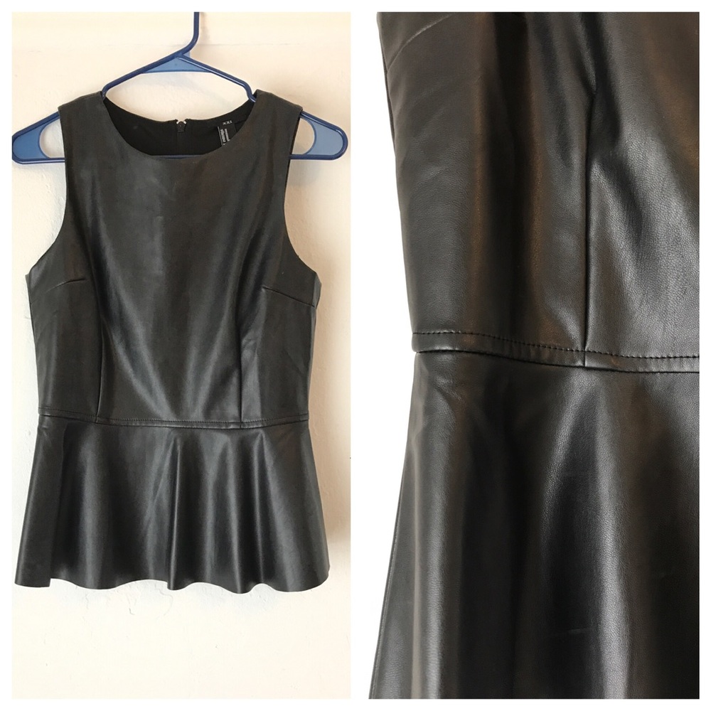 Stylish peplum leather top
