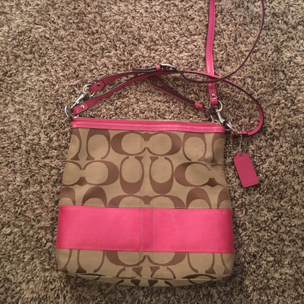 Pink and brown Coach purse
