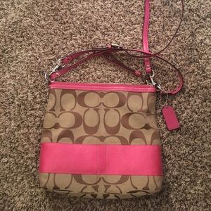 Pink and brown Coach purse