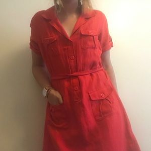 Banana Republic Red Button Down Dress