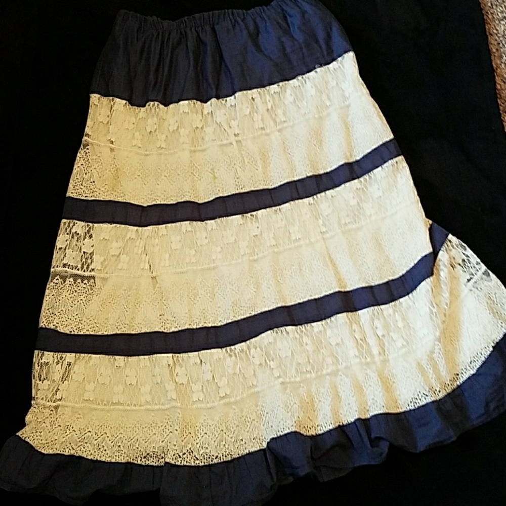 SOLD Blue and cream lace skirt