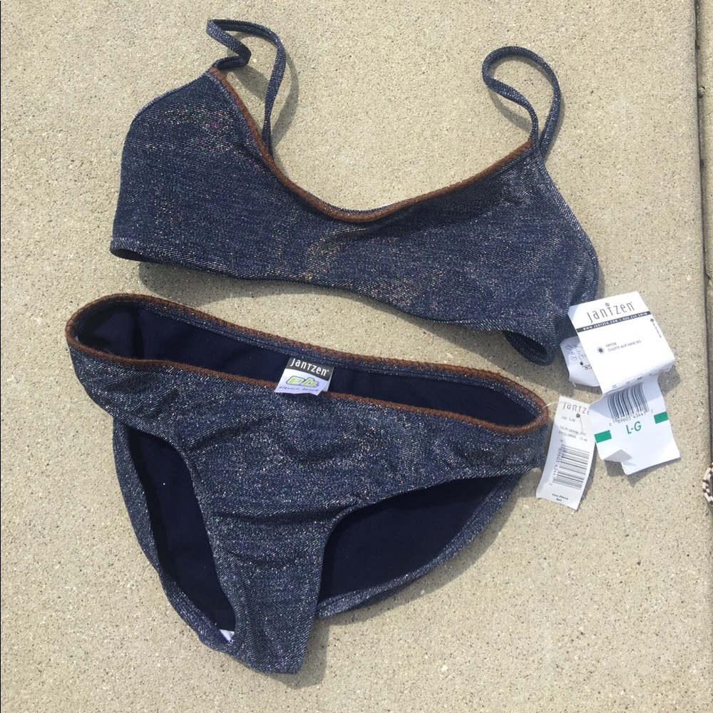 NWT 2pc metallic denim color blue 2die4 bikini Med - Picture 3 of 8