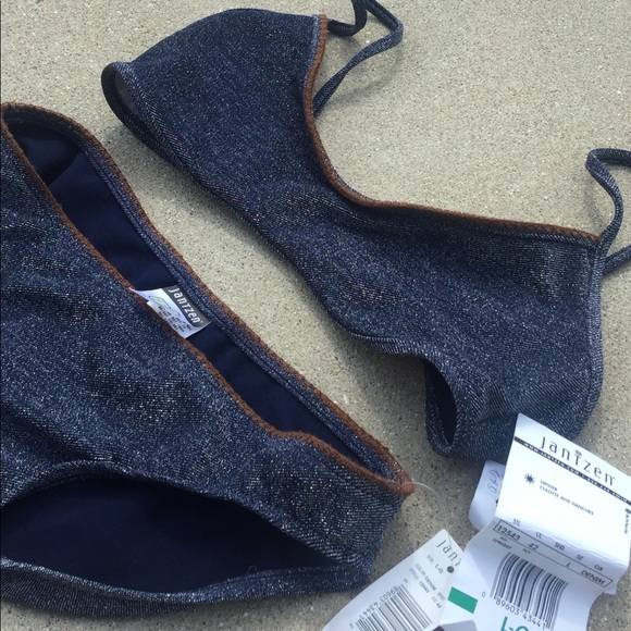Jantzen Other - NWT 2pc metallic denim color blue 2die4 bikini Med