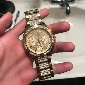 GUESS, Gold-Tone Showstopping Presence Watch