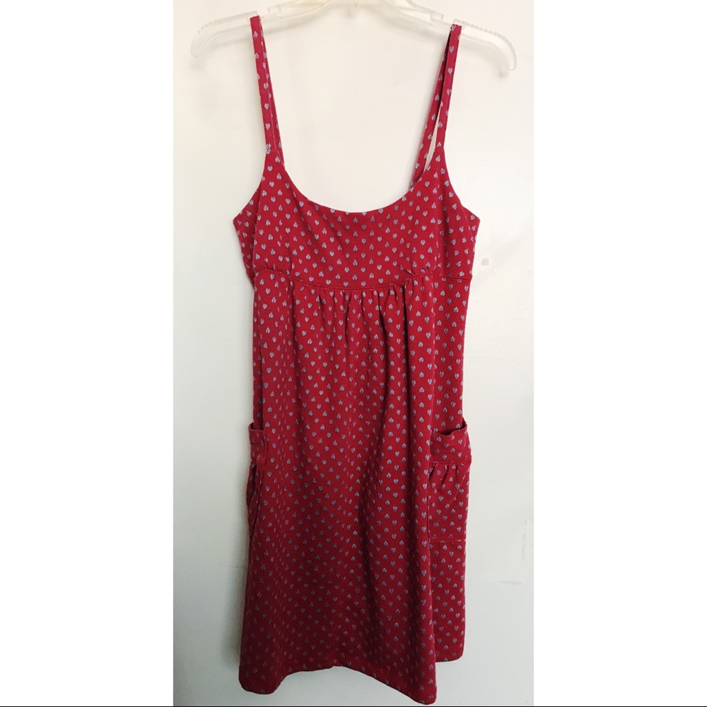 Heart Print Spaghetti Strap Dress with Pockets