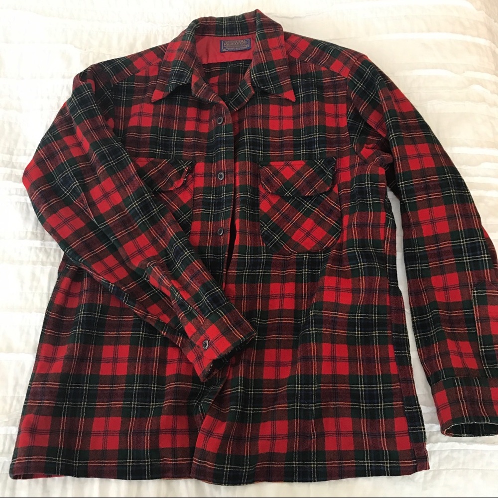 Lamb Wool Pendleton Red/Green Plaid Men's Shirt