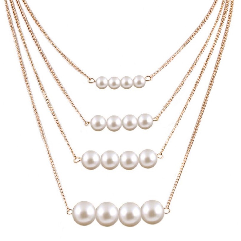 IN STOCK!  Stunning layered pearl drop necklace