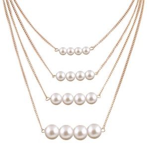 IN STOCK!  Stunning layered pearl drop necklace