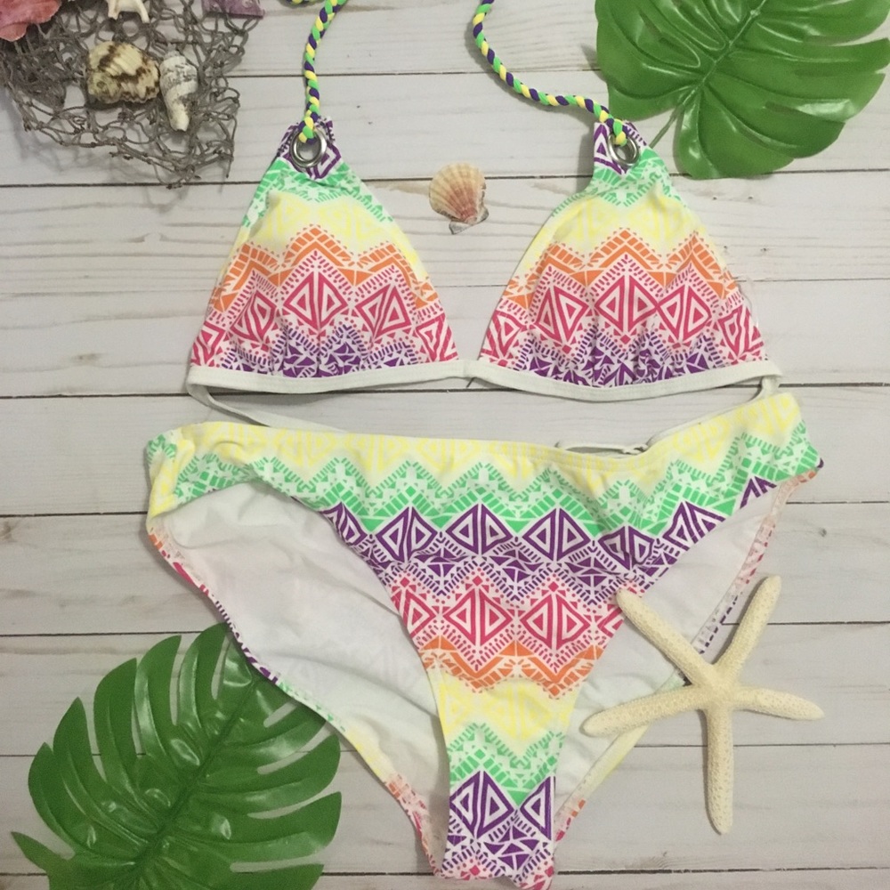 Bright multi colored bikini