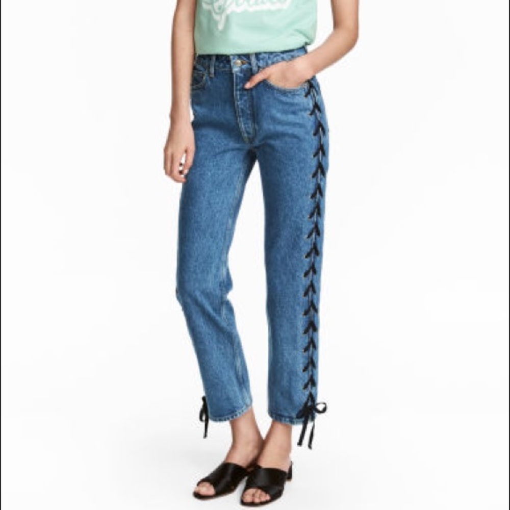 NWT Straight Lace Up Ankle Jeans