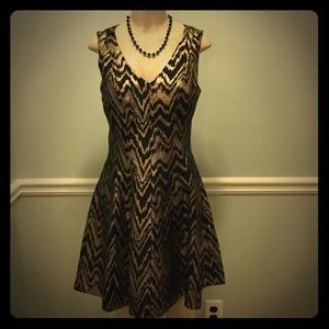 Vince Camuto gold/black party dress.