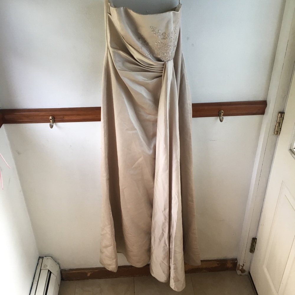 David's Bridal gold bridesmaid dress, size 6