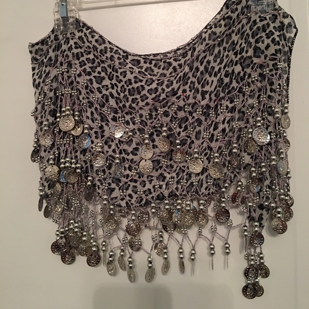 Animal Print Belly Dance Zumba Skirt Gray Black