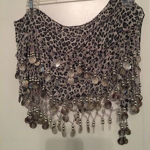 Animal Print Belly Dance Zumba Skirt Gray Black