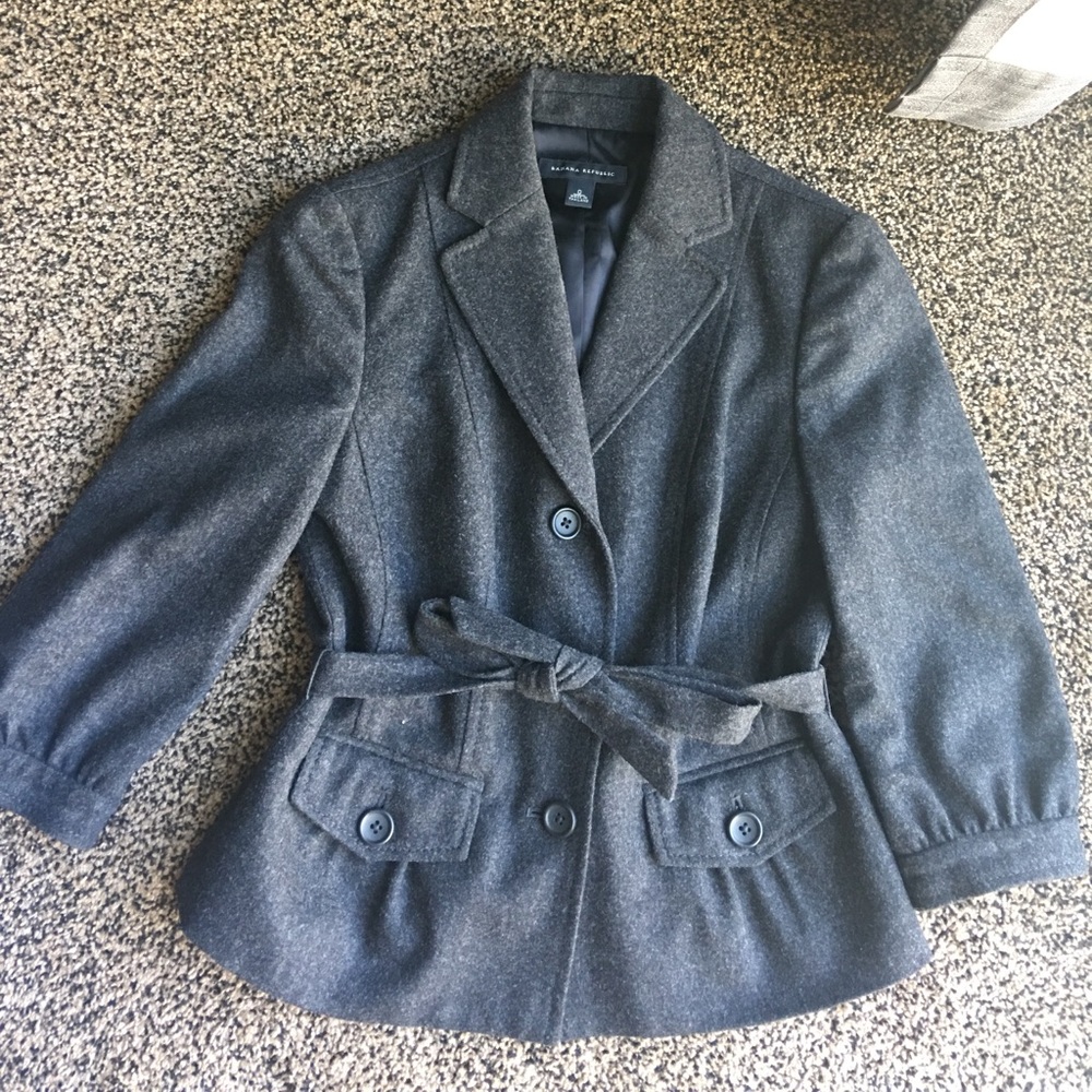 Banana Republic 0 Skirt Suit Gray Wool Pockets exc