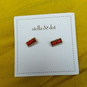Stella and dot coral double-sided stud earrings